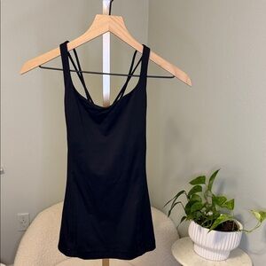 lululemon athletica black workout tank with logo